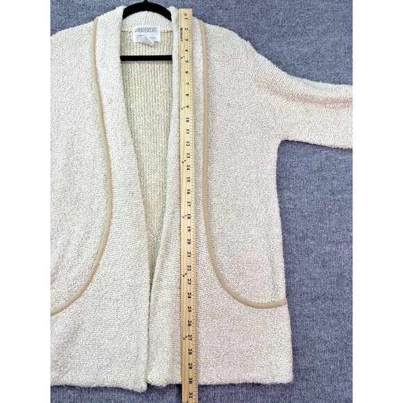 Vintage 80s Sideffects of CA Open Cardigan Sweater Size L Cream Textured Bouclé - Picture 5 of 8